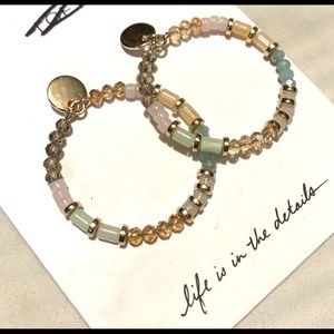 Loft Beaded Pierced Earrings. Gold & Pastel Colors